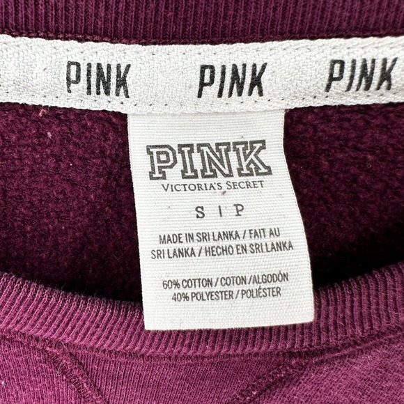 Pink Victoria's Secret Sweatshirt Womens SMALL Long Sleeve Graphic Burgundy - Picture 9 of 13